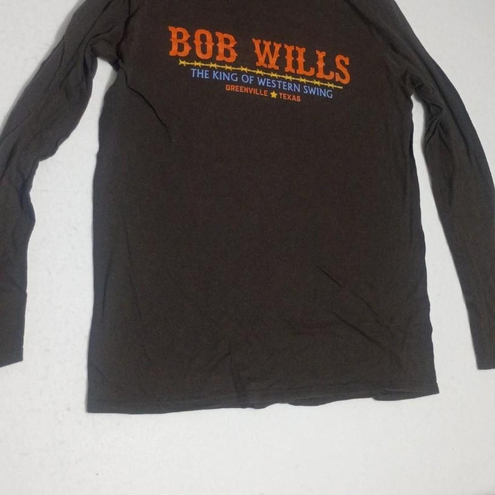 Bob Wills Long Sleeve Shirt Mens L/XL Black Good Fiddle Festival Texas Swing